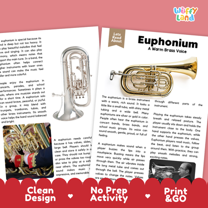 Teacher answer key page showing complete question solutions for Euphonium music education reading comprehension practice