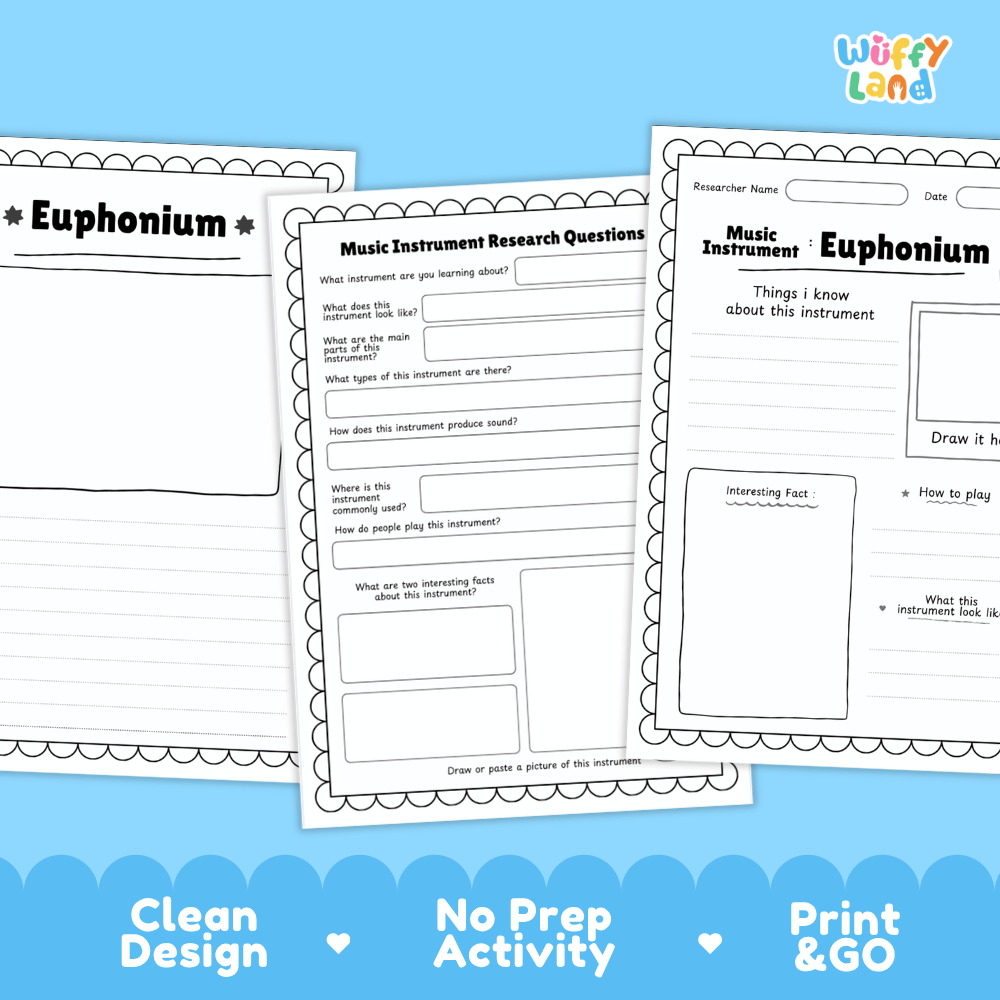 Euphonium Music Research Page Worksheets and Information Poster