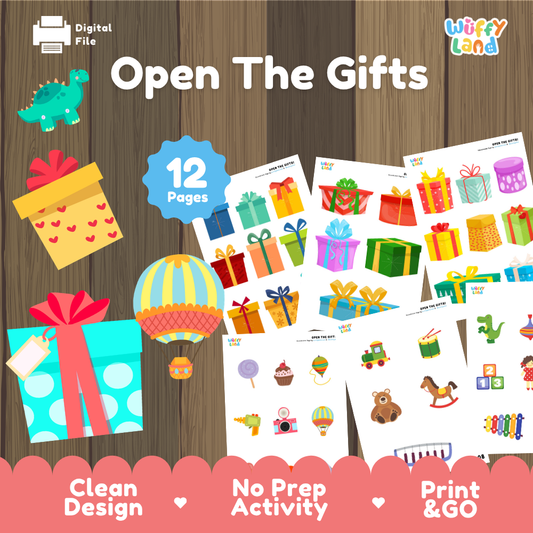 Open The Gifts Matching Game | Surprise Presents & Toys Fine Motor Printable Activity