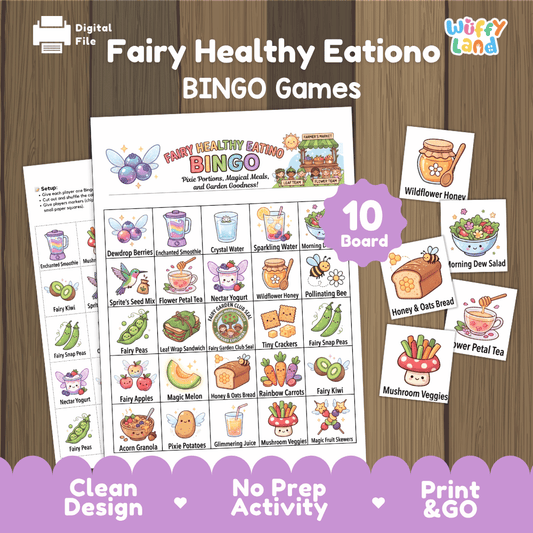 Fairy Healthy Eating Bingo Games Printable Nutrition and Food Activities