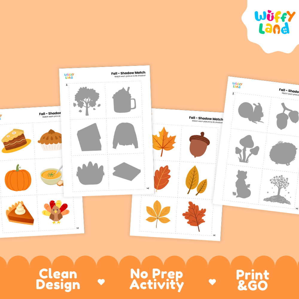 Full color fall object cards featuring cakes, pies, pumpkins, soup bowls, and turkeys