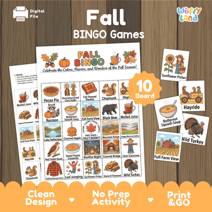 Fall Autumn Season BINGO Games Printable Activity