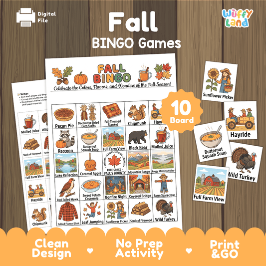 Fall Autumn Season BINGO Games Printable Activity