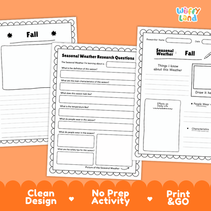 Fall Seasonal Weather Research Page Worksheets Weather Science Activity