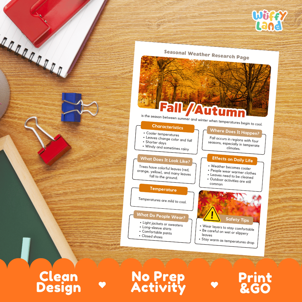 Fall Seasonal Weather Research Page Worksheets Weather Science Activity