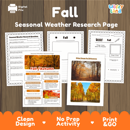Fall Seasonal Weather Research Page Worksheets Weather Science Activity