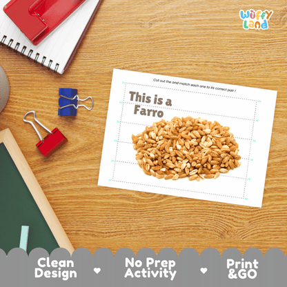 Farro Cut and Match Activity Worksheets | Nuts and Dried Fruits Puzzle Printables