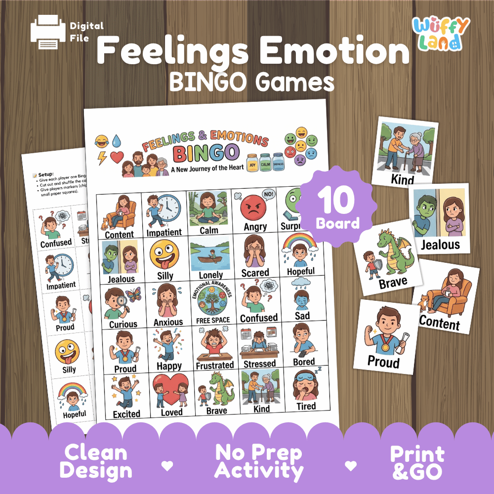 Feelings and Emotions Bingo Games Printable SEL Activities