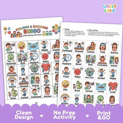 Feelings and Emotions Bingo Games Printable SEL Activities