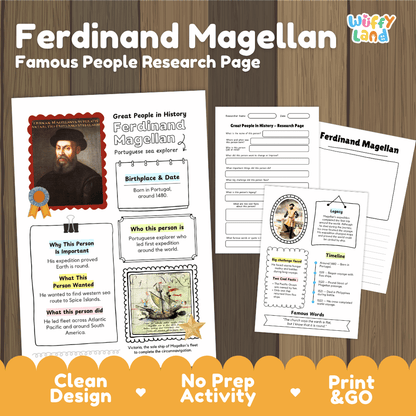 Ferdinand Magellan Biography Research Project and Worksheets - Famous People in History