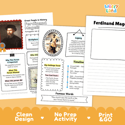 Ferdinand Magellan Biography Research Project and Worksheets - Famous People in History