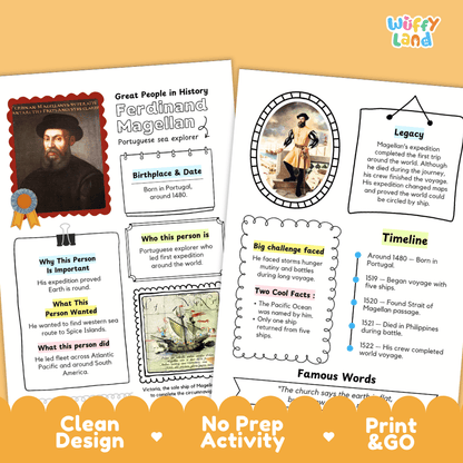 Ferdinand Magellan Biography Research Project and Worksheets - Famous People in History