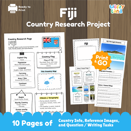Fiji Country Research Project Worksheets and Activity Pages