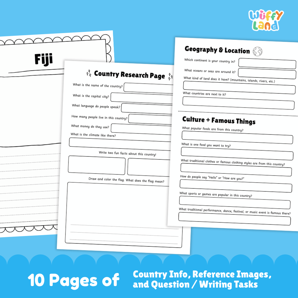 Fiji Country Research Project Worksheets and Activity Pages