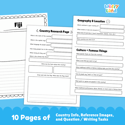 Fiji Country Research Project Worksheets and Activity Pages