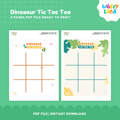 Dinosaur Tic Tac Toe Board Game | Prehistoric Strategy & Fine Motor Printable Activity