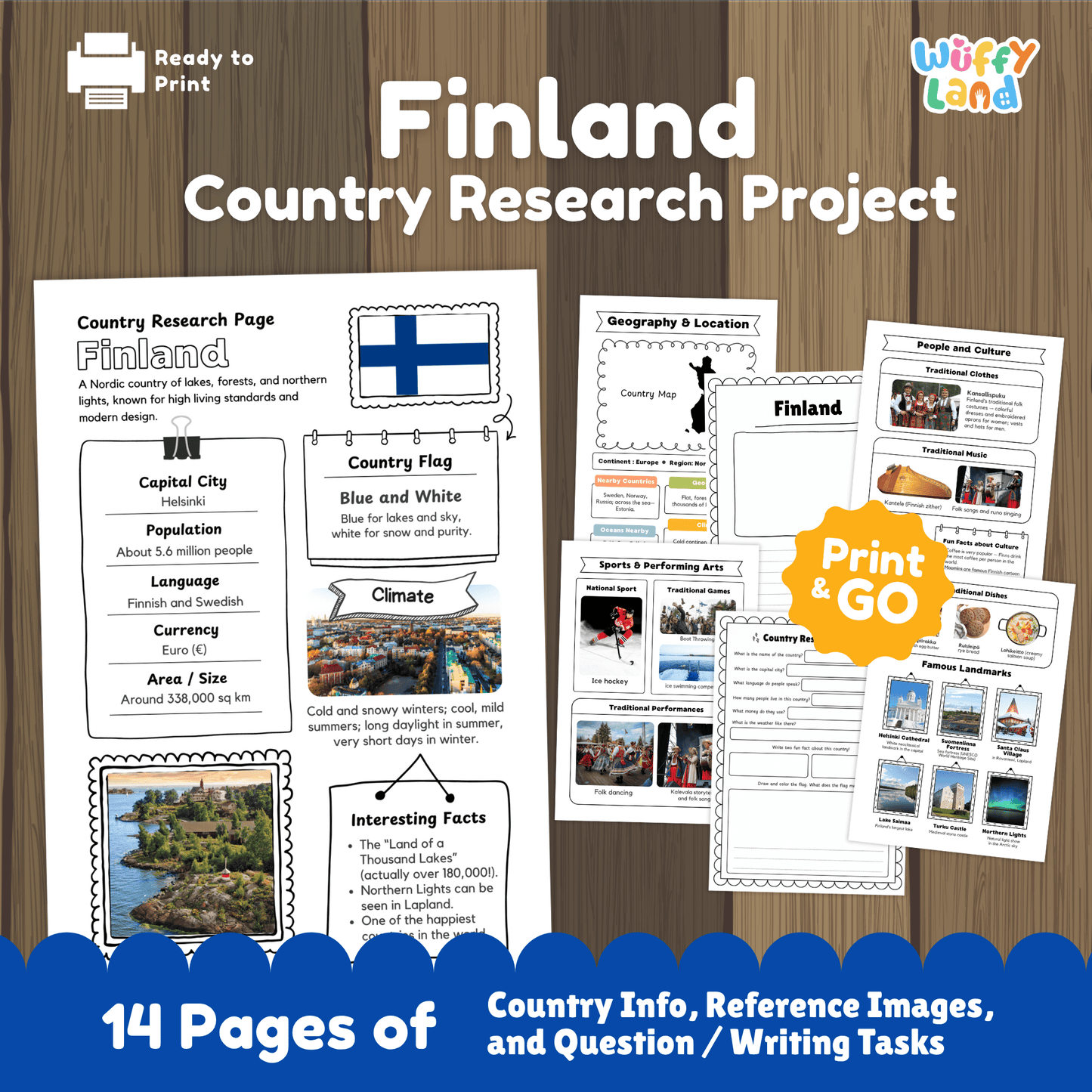 FINLAND Country Study | Geography Research Project & Printable Worksheets