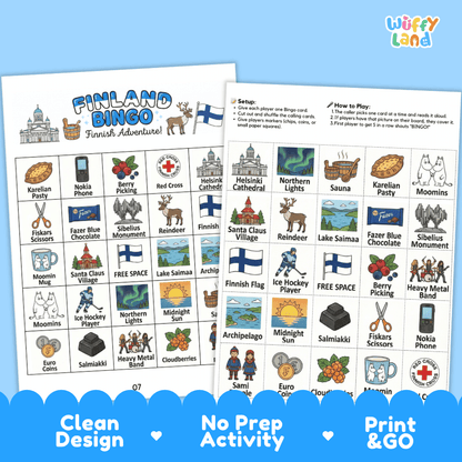 Finland Geography BINGO Game - Cultural Social Studies Printable Activity