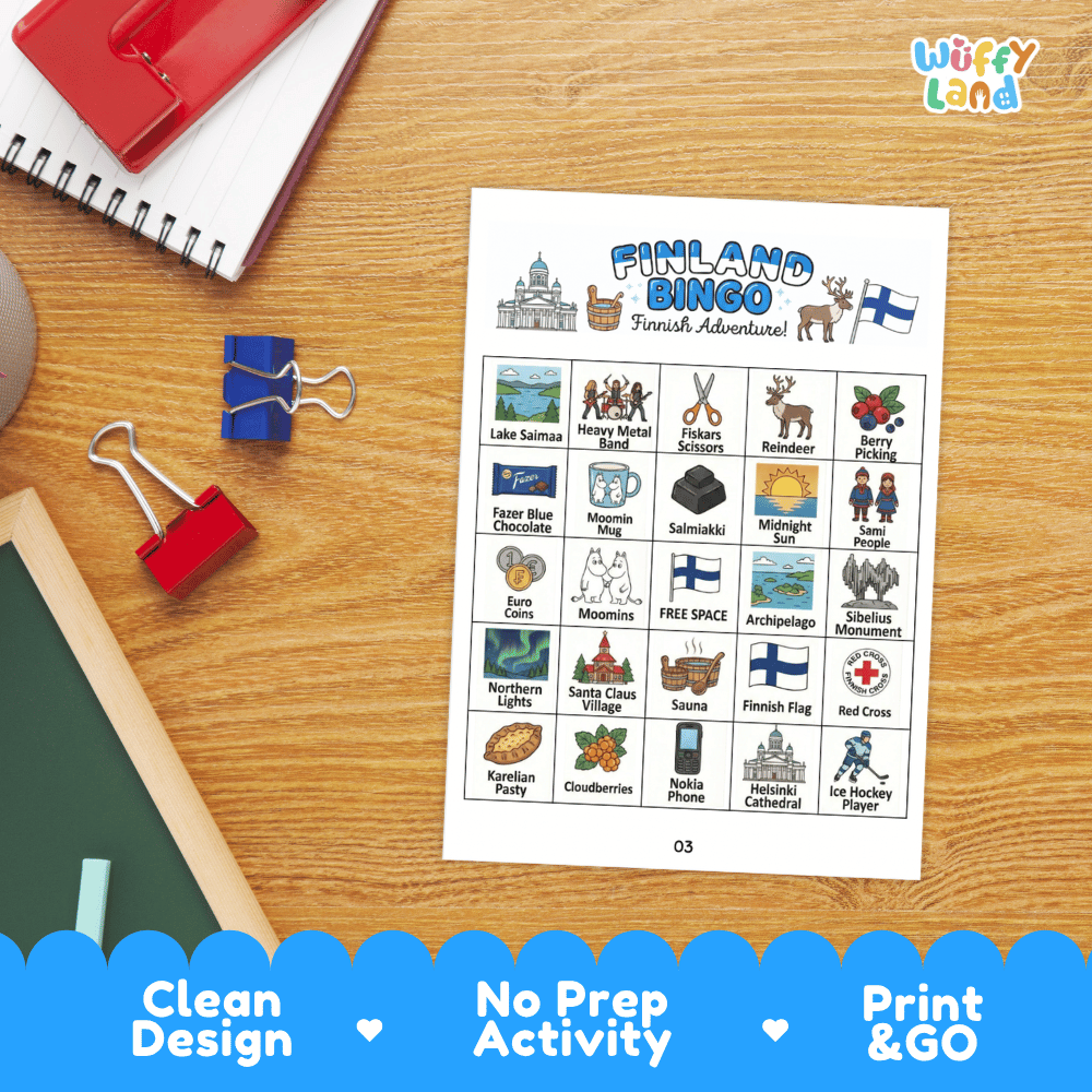 Finland Geography BINGO Game - Cultural Social Studies Printable Activity