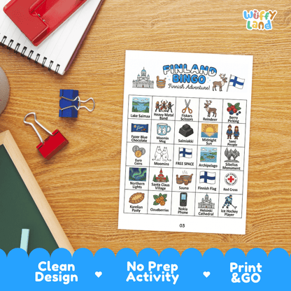 Finland Geography BINGO Game - Cultural Social Studies Printable Activity