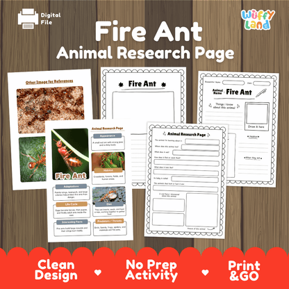 Fire Ant Animal Research Page Worksheets