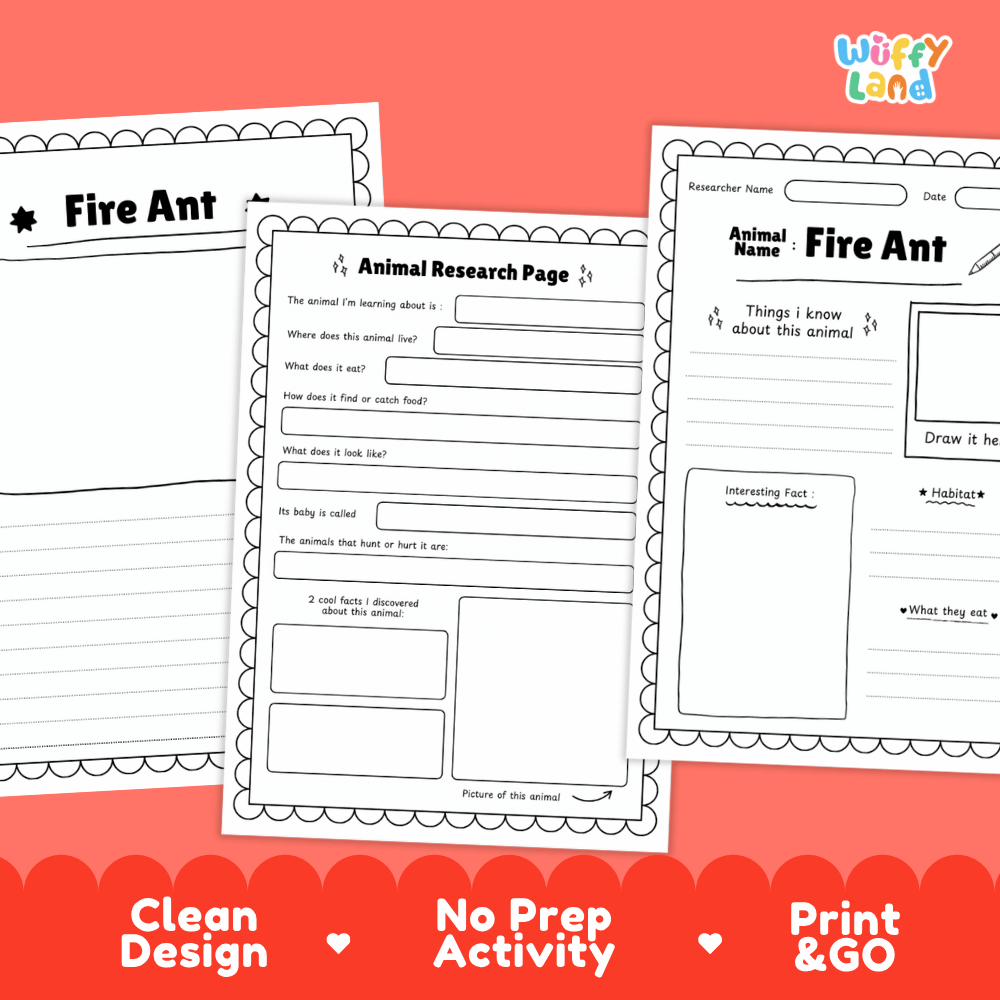 Fire Ant Animal Research Page Worksheets