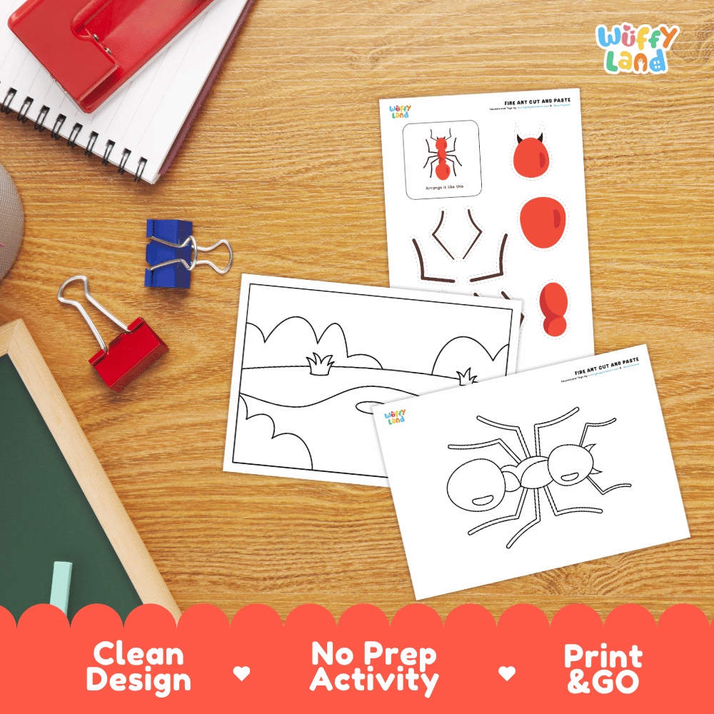 Fire Ant Cut and Paste and Coloring Activity Worksheets