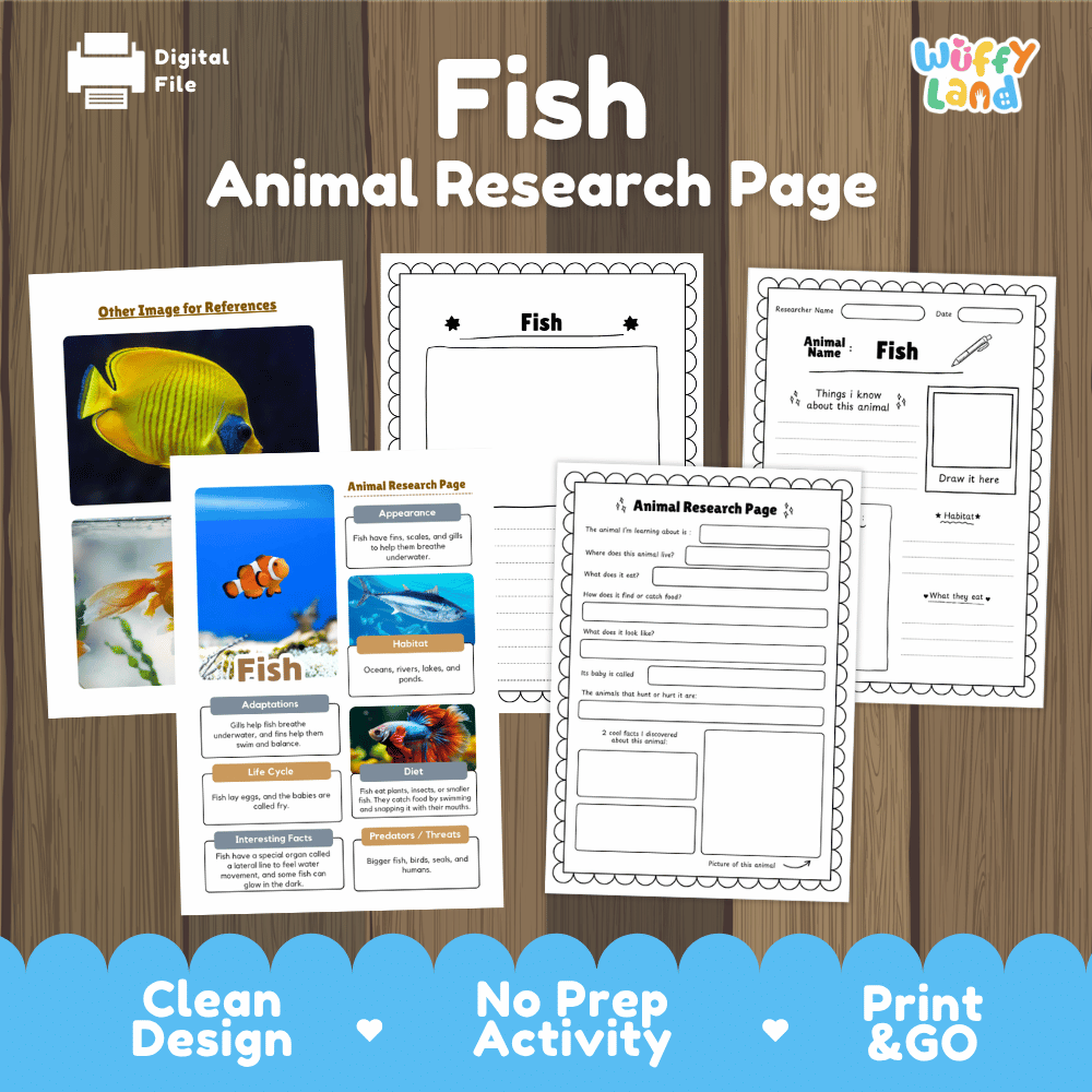 Fish Animal Research Page Worksheets