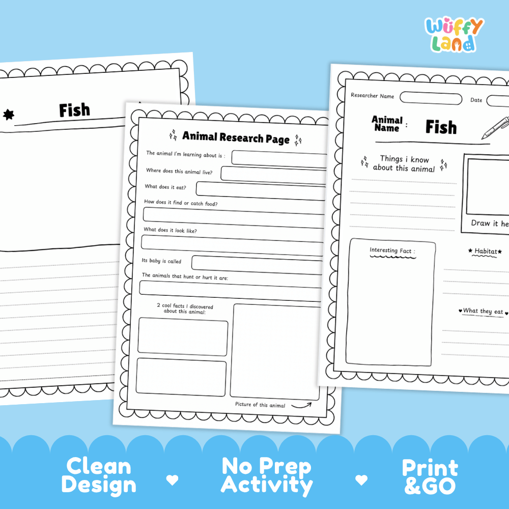 Fish Animal Research Page Worksheets