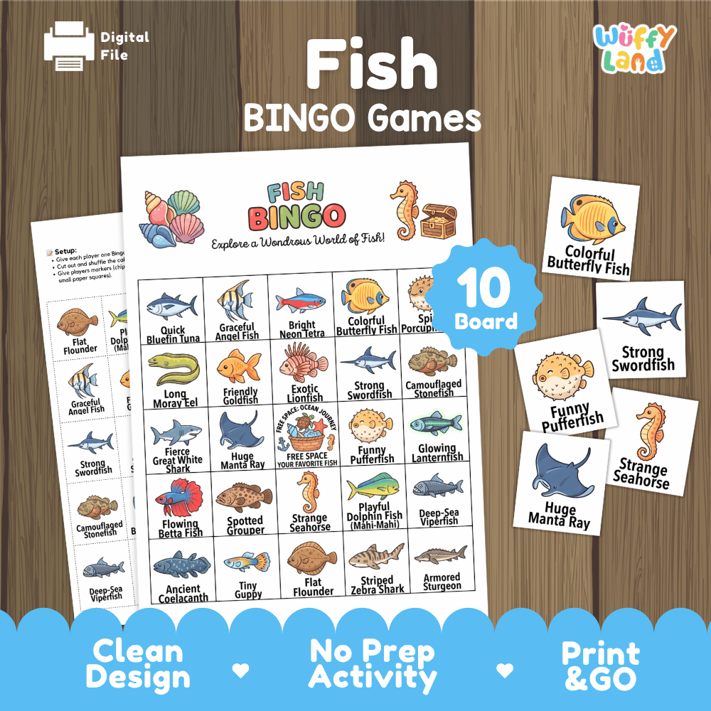 Fish Bingo Games Printable Ocean Life and Science Activities