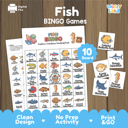 Fish Bingo Games Printable Ocean Life and Science Activities