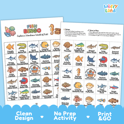 Fish Bingo Games Printable Ocean Life and Science Activities