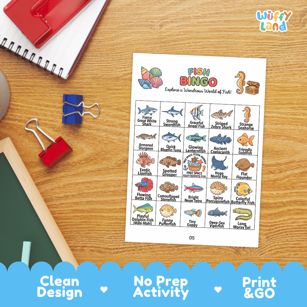 Fish Bingo Games Printable Ocean Life and Science Activities