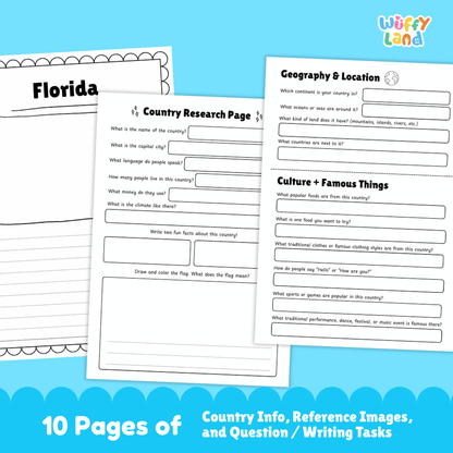 Florida Country Research Project Worksheets and Activity Pages