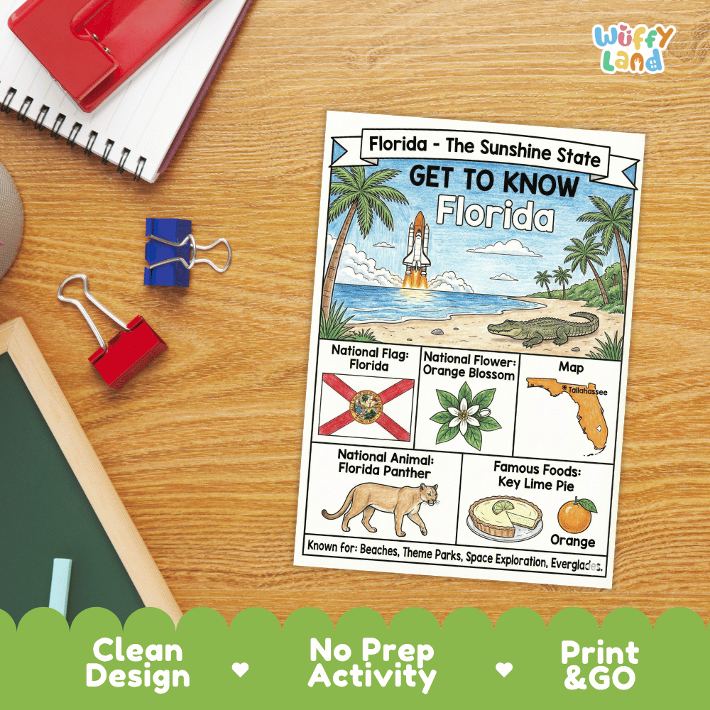 Florida Geography Coloring Poster Worksheets