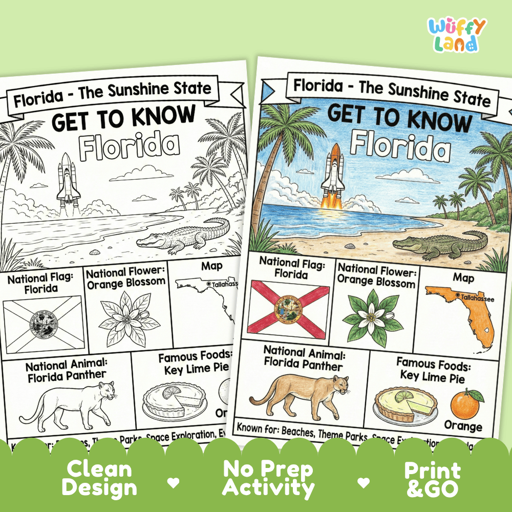 Florida Geography Coloring Poster Worksheets