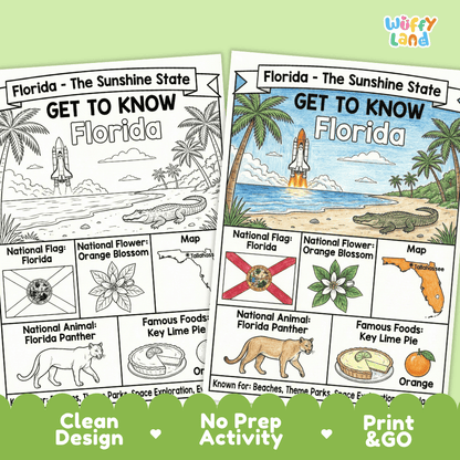 Florida Geography Coloring Poster Worksheets