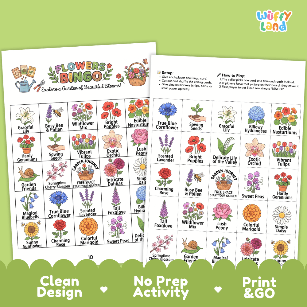 Flowers Bingo Games Printable Spring Plant Activities