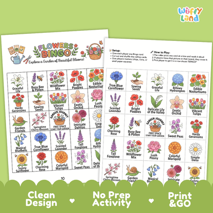 Flowers Bingo Games Printable Spring Plant Activities