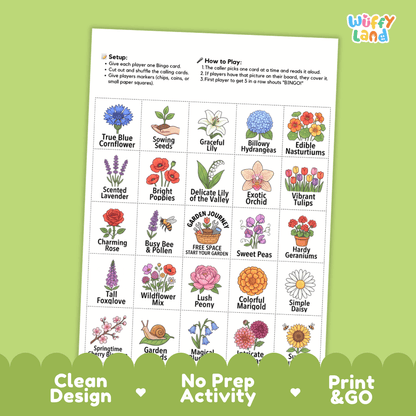 Flowers Bingo Games Printable Spring Plant Activities