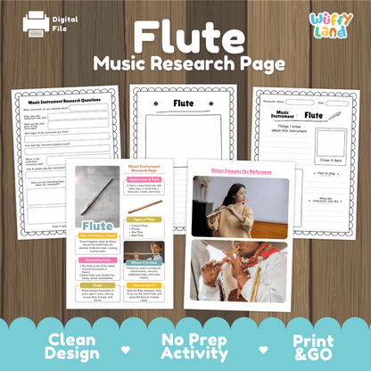 Flute Music Research Page Worksheets