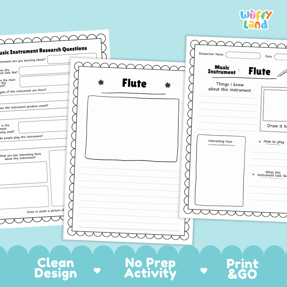 Flute Music Research Page Worksheets