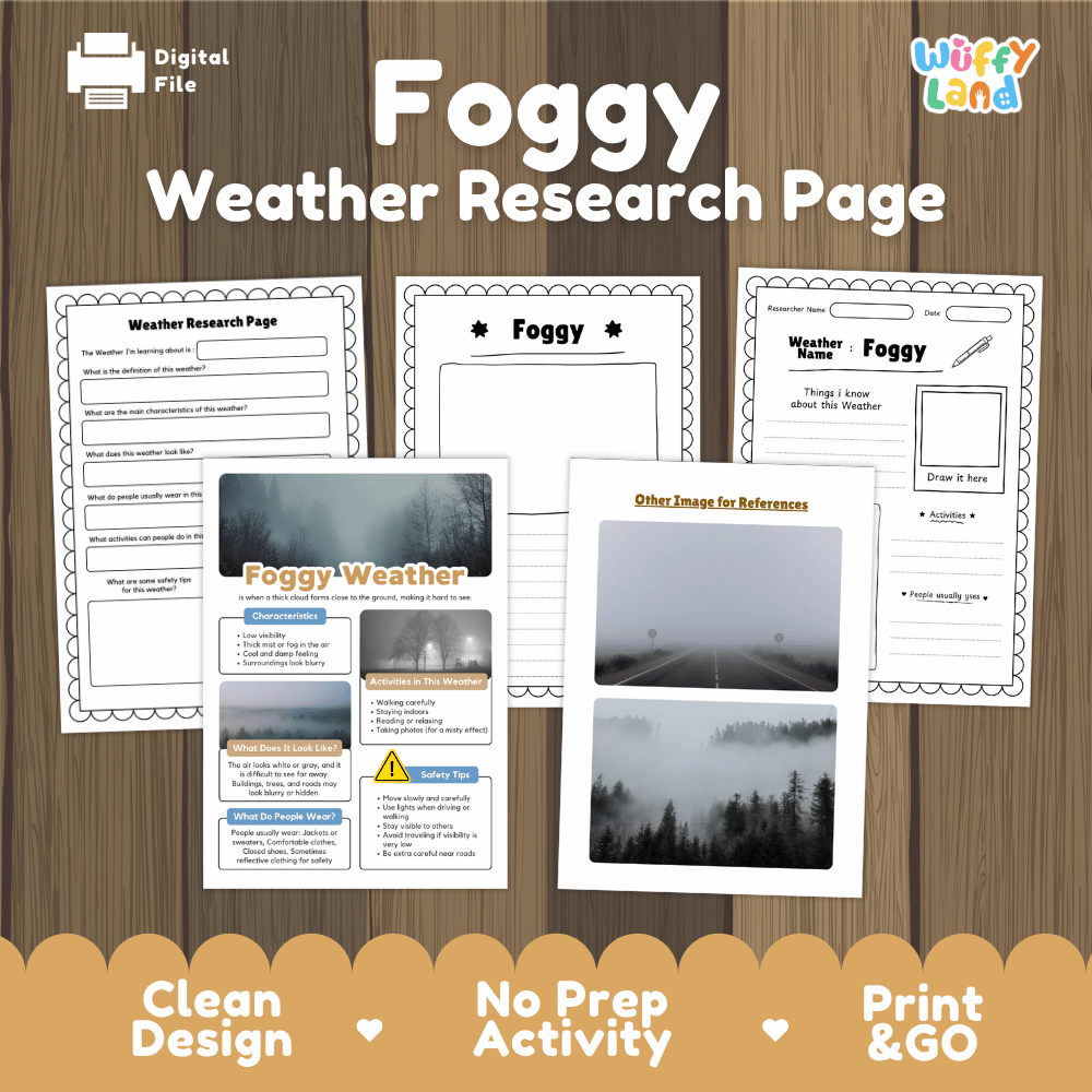Foggy Weather Research Worksheets and Informational Fact Sheets