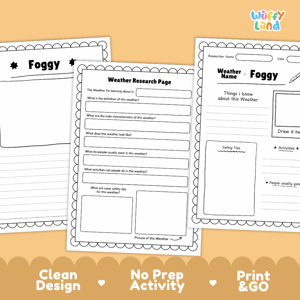 Foggy Weather Research Worksheets and Informational Fact Sheets
