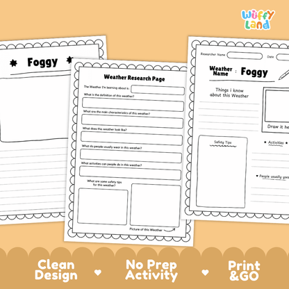 Foggy Weather Research Worksheets and Informational Fact Sheets