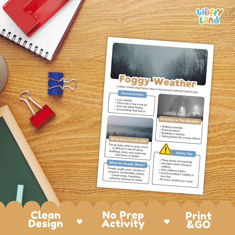Foggy Weather Research Worksheets and Informational Fact Sheets