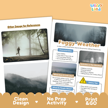 Foggy Weather Research Worksheets and Informational Fact Sheets
