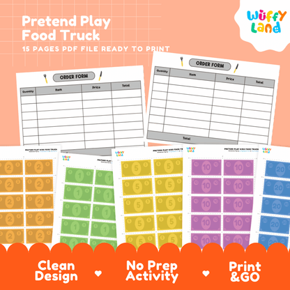 Food Truck Dramatic Play Pretend Play Center Printable Activity