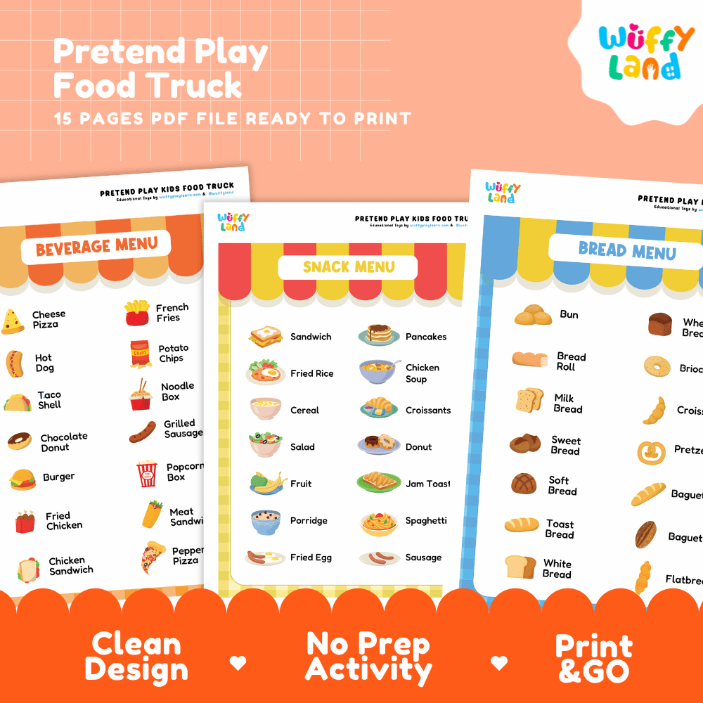 Food Truck Dramatic Play Pretend Play Center Printable Activity