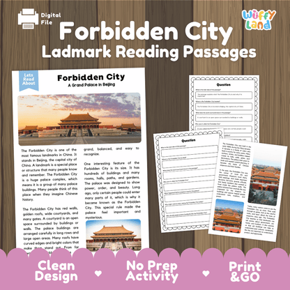 Forbidden City Landmark Reading Passages and Comprehension Worksheets